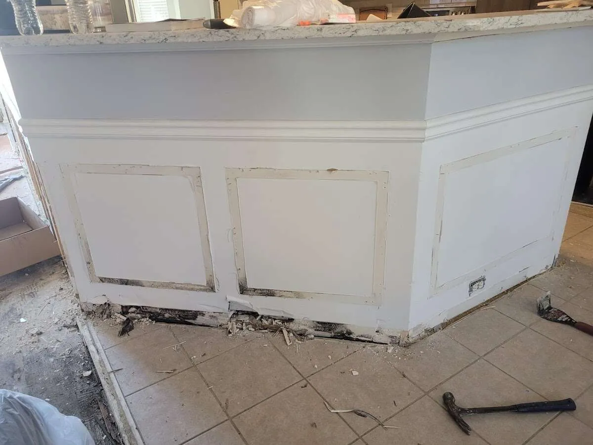 Water damage and mold on kitchen during Sewage Cleanup & Sanitation in Lecanto